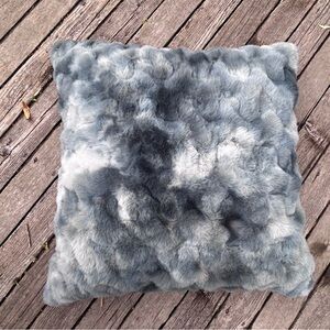 Anthropologie Luxe Faux Fur Pillow - Blue 24" Square
